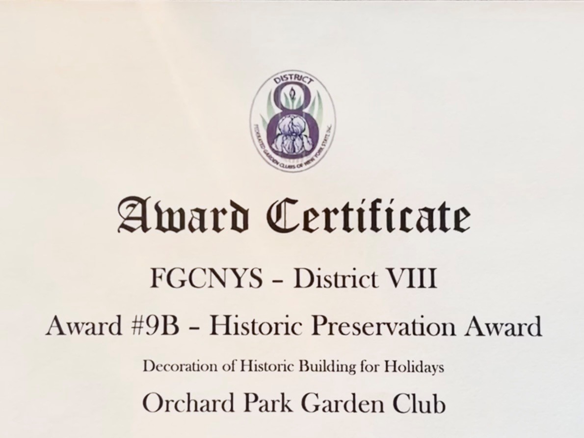 Historic Preservation Award certificate, Jolls House, District VIII Luncheon, April 2026